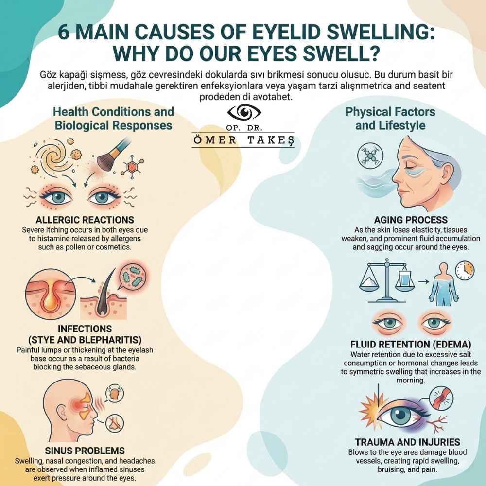 What causes swelling above the eyelid